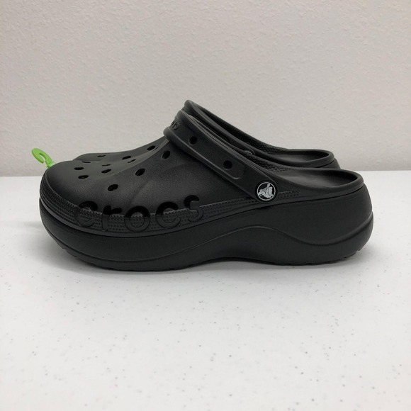 Crocs Clogs Mens Size 9 Womens Size 11 Black Baya Platform Comfort Slip On Shoes - Picture 5 of 12